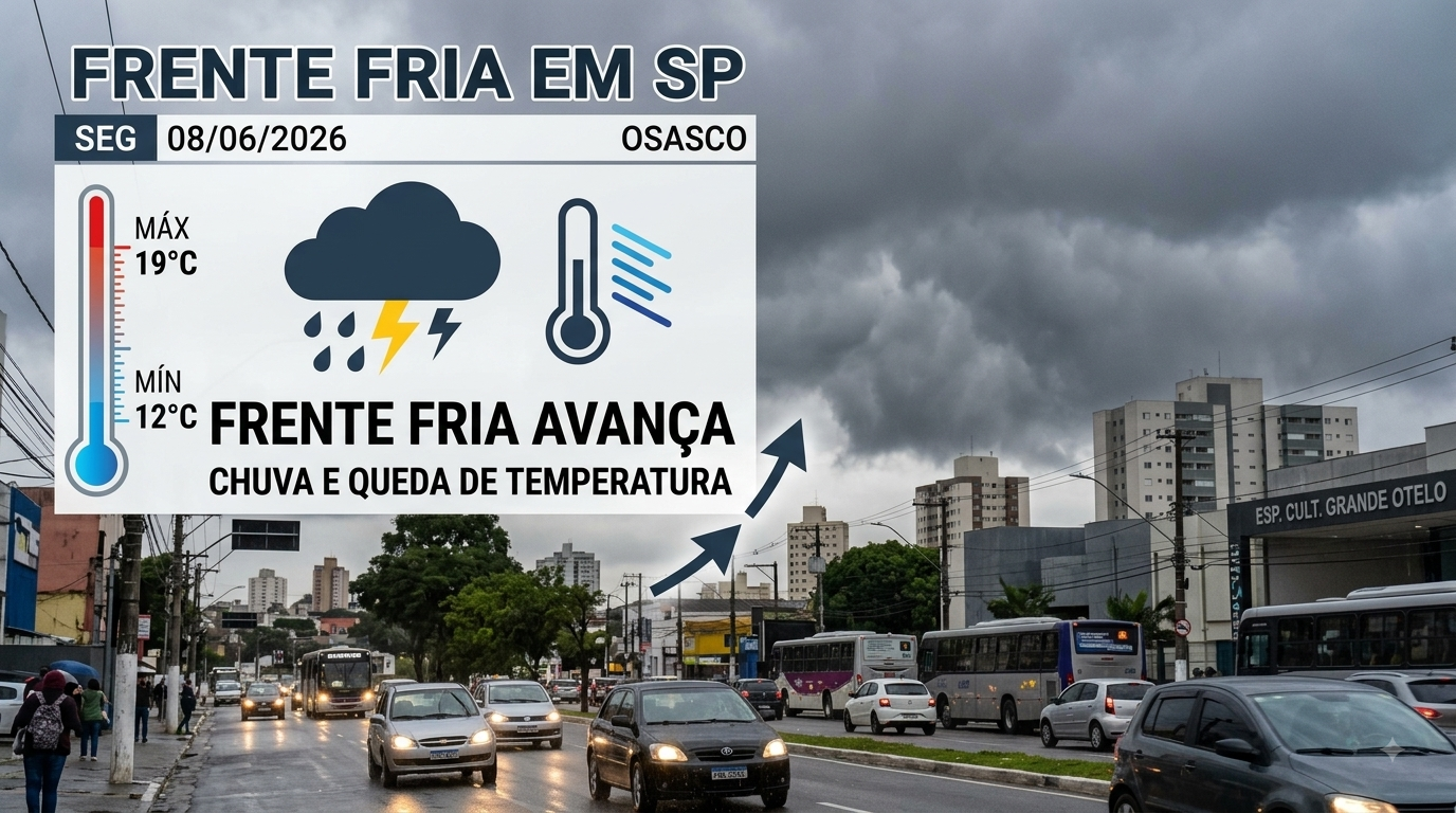 Frente fria avança e muda o tempo no Sudeste nesta segunda-feira (08/06/2026)